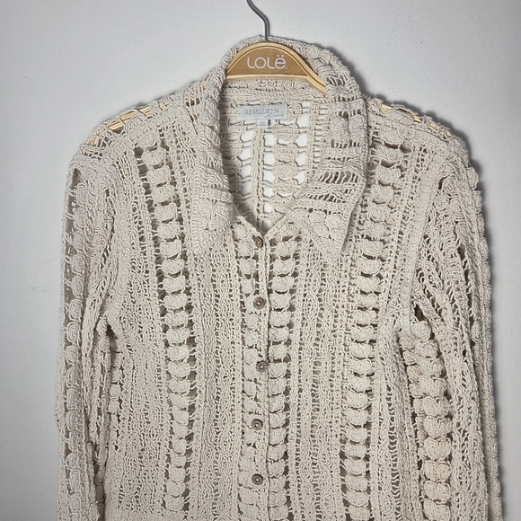 Rebellion Beige Knit Button Front Cotton Cardigan - Picture 9 of 11